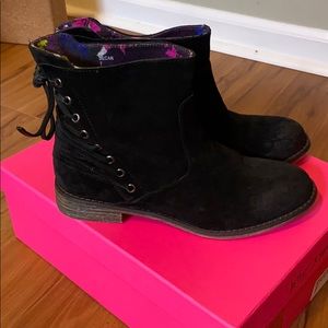Betsey Johnson Black Suede Boots Size 7